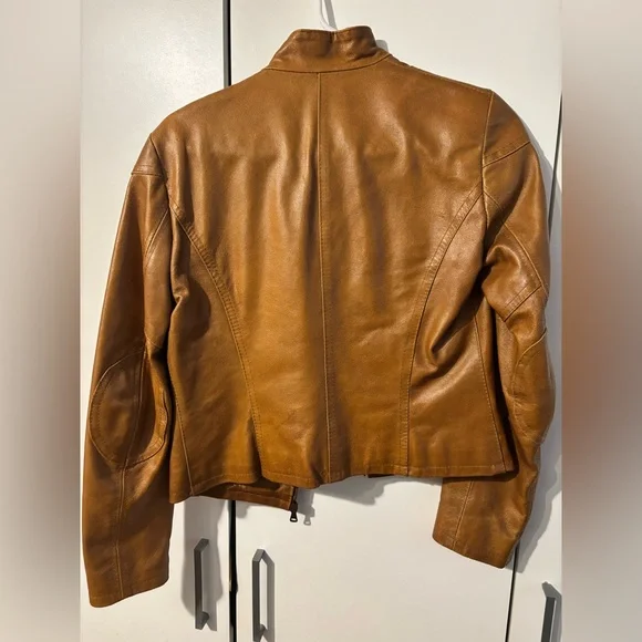 Genuine Italian Brown Leather Vintage Women’s Moto Jacket, Purchased in Florence - Picture 5 of 5